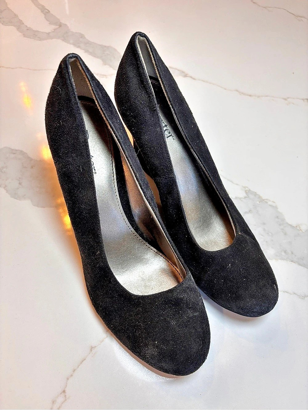 Aerosoles Black Suede-Look Wedge Pumps US 8